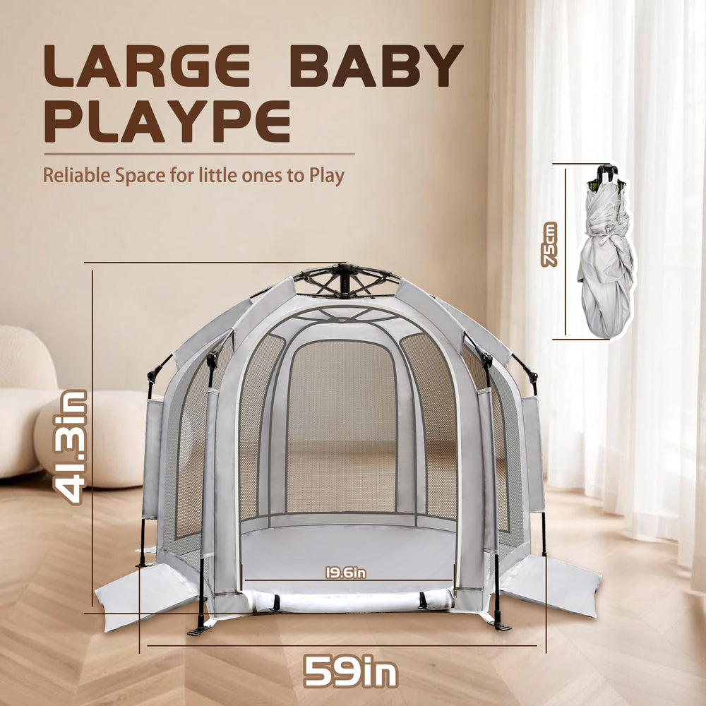 SUPENEGY playpen outdoors shown as portable shade and play space.