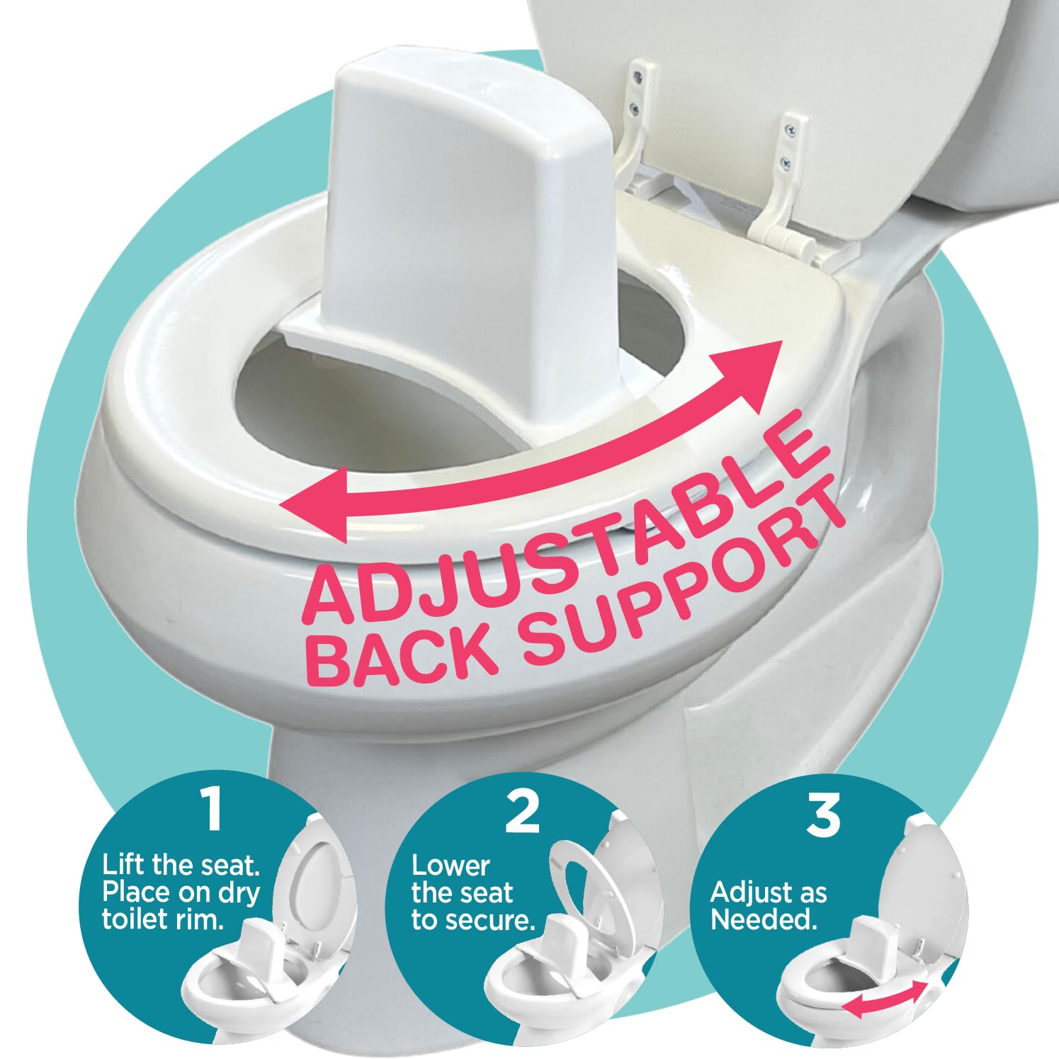 Super Potty Trainer fits on any size toilet for versatility