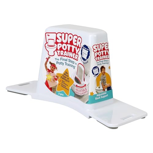 Super Potty Trainer on toilet rim helps kids reach the seat independently