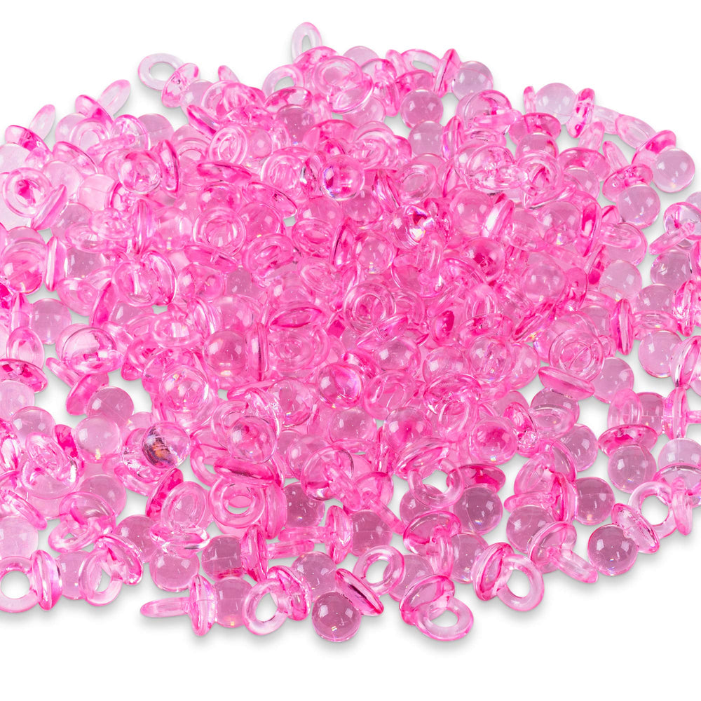 Super Z Outlet pink mini pacifiers featured for craft projects and DIY jewelry ideas.