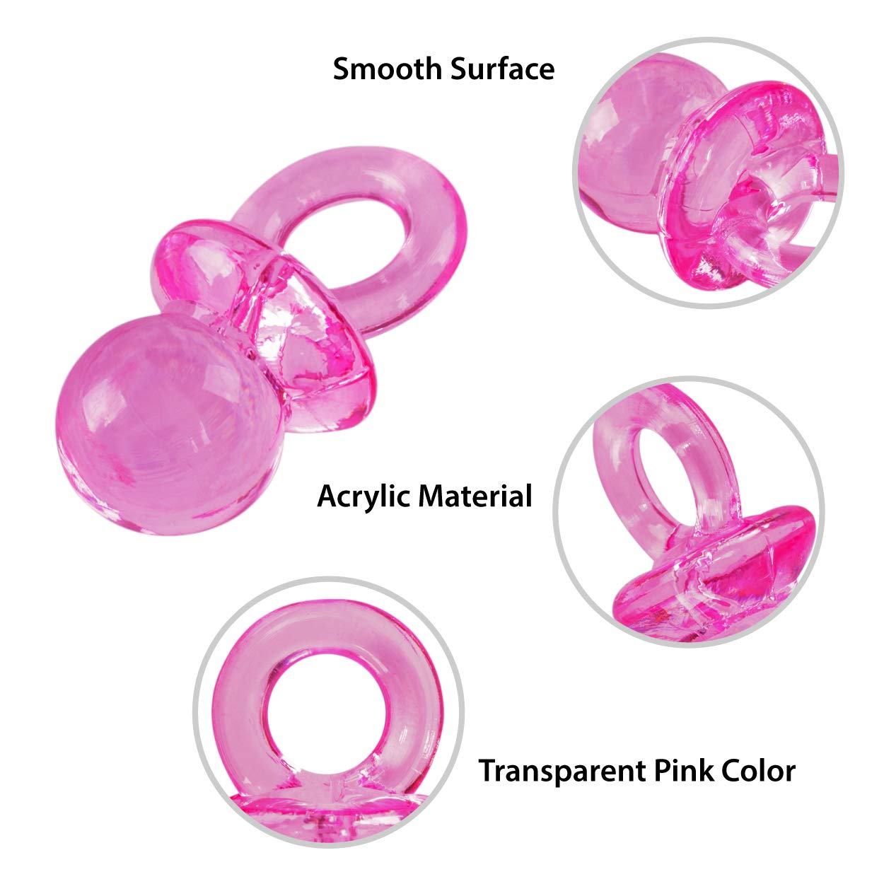 Super Z Outlet pink mini pacifiers easily scatter for themed party displays.