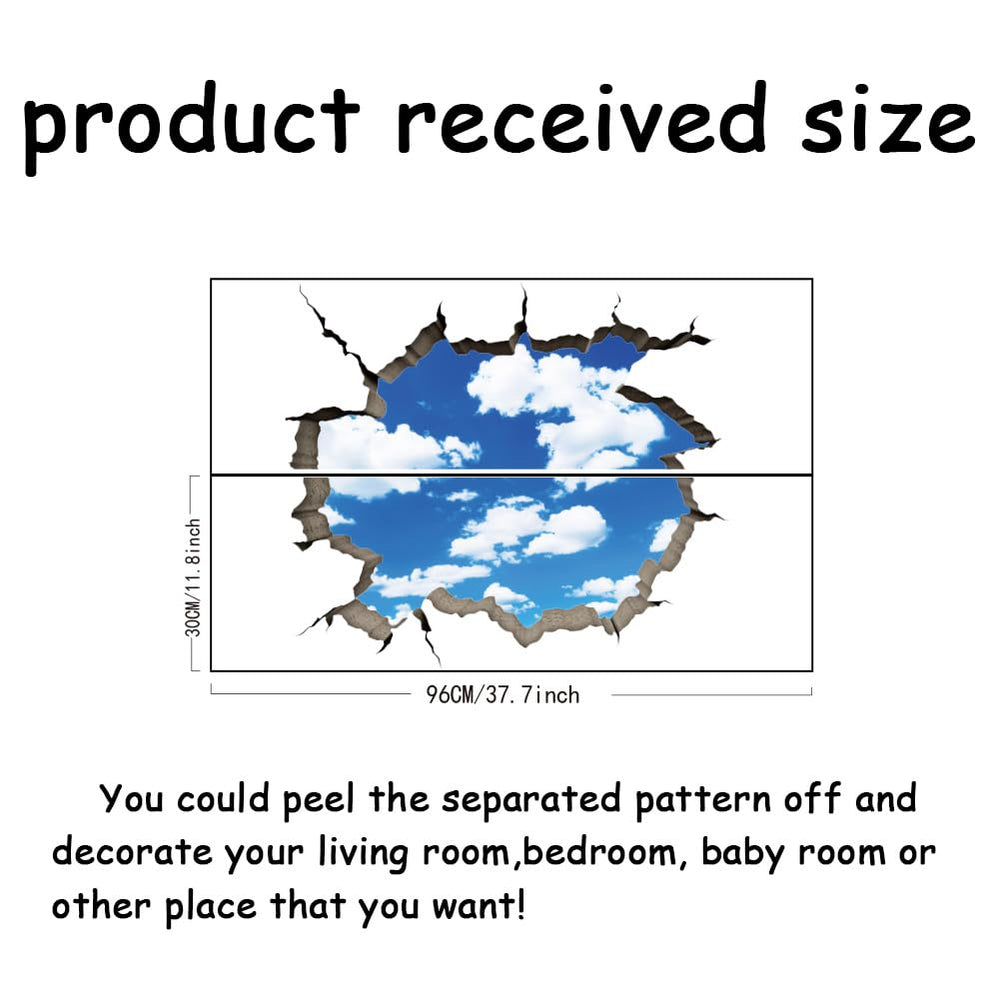 SUPERDANT 3D Break Sky wall sticker clouds create depth on ceilings and walls.