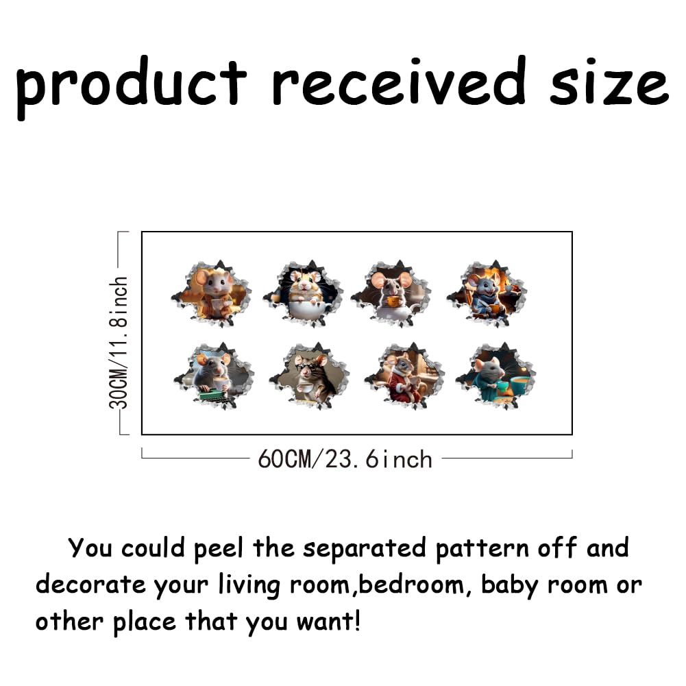 SUPERDANT 3D mouse-hole wall decal closeup highlights vivid patterns for modern home décor