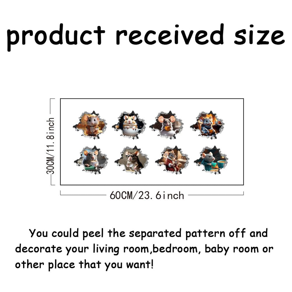 SUPERDANT 3D mouse-hole wall decal closeup highlights vivid patterns for modern home décor