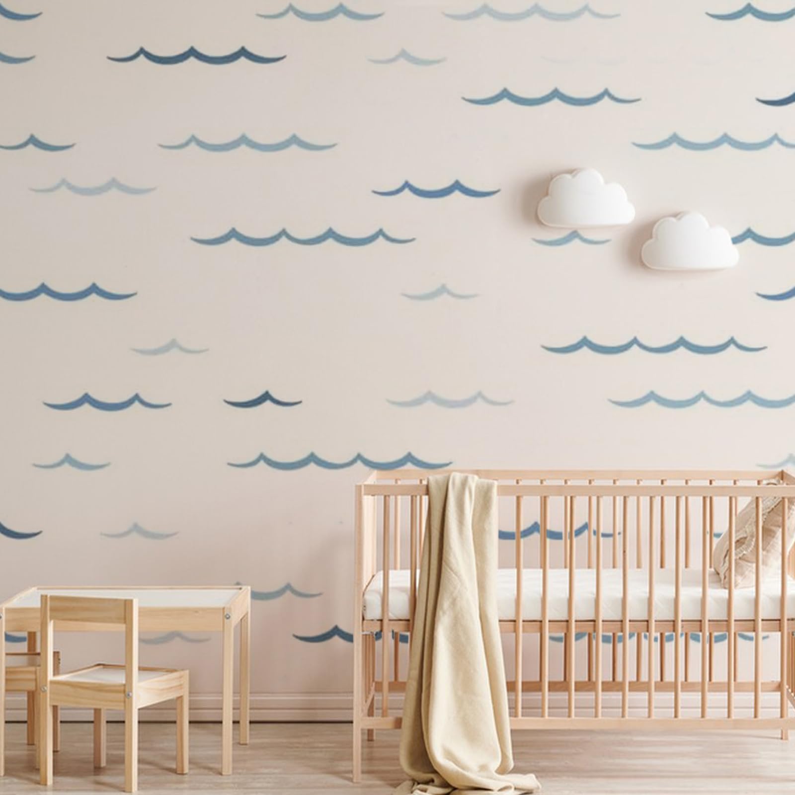 SUPERDANT Semi-transparent material lets Ocean Waves stickers blend on glass or painted surfaces.