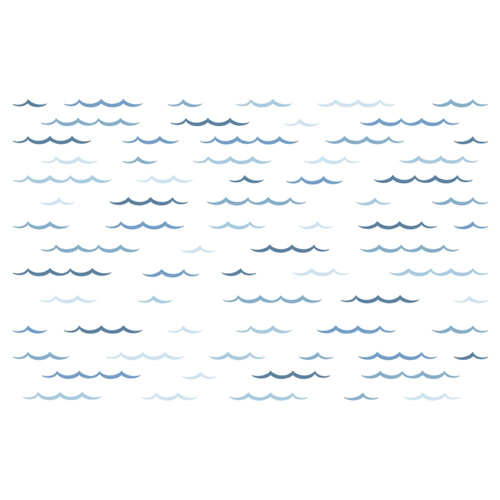 SUPERDANT Blue Ocean Waves wall stickers with wave-arc design for calming nursery decor.