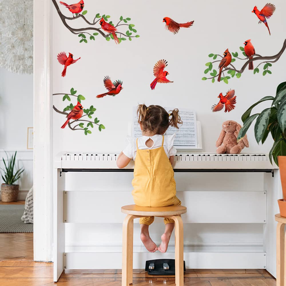 SUPERDANT cardinal-flying-bird wall art suggests motion on a branch, great for dynamic accents.