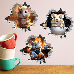 SUPERDANT mouse-hole wall sticker in kids room creates a whimsical focal point