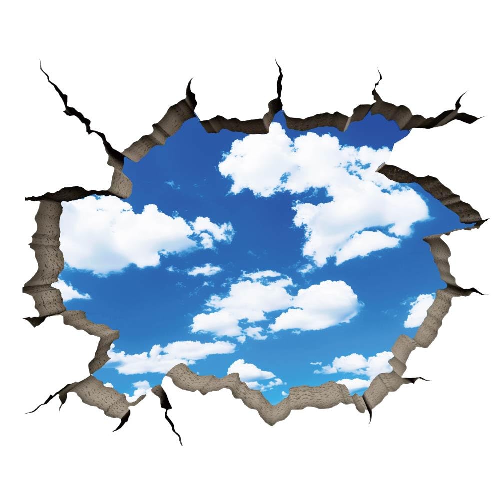 SUPERDANT watercolor sky wall decal brightens living rooms with soft sky hues.