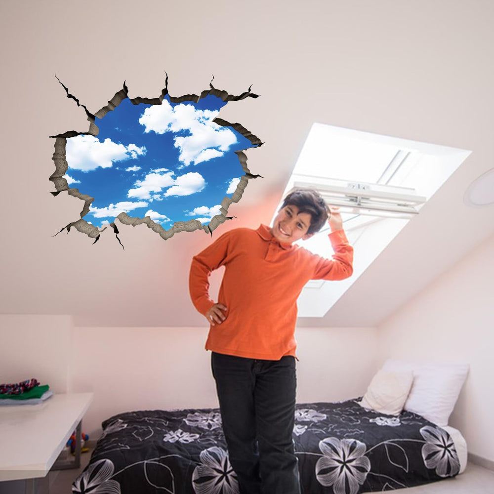 SUPERDANT watercolor sky wall decal suits nurseries with calming color tones.