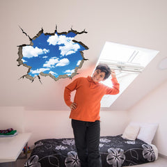 SUPERDANT watercolor sky wall decal suits nurseries with calming color tones.