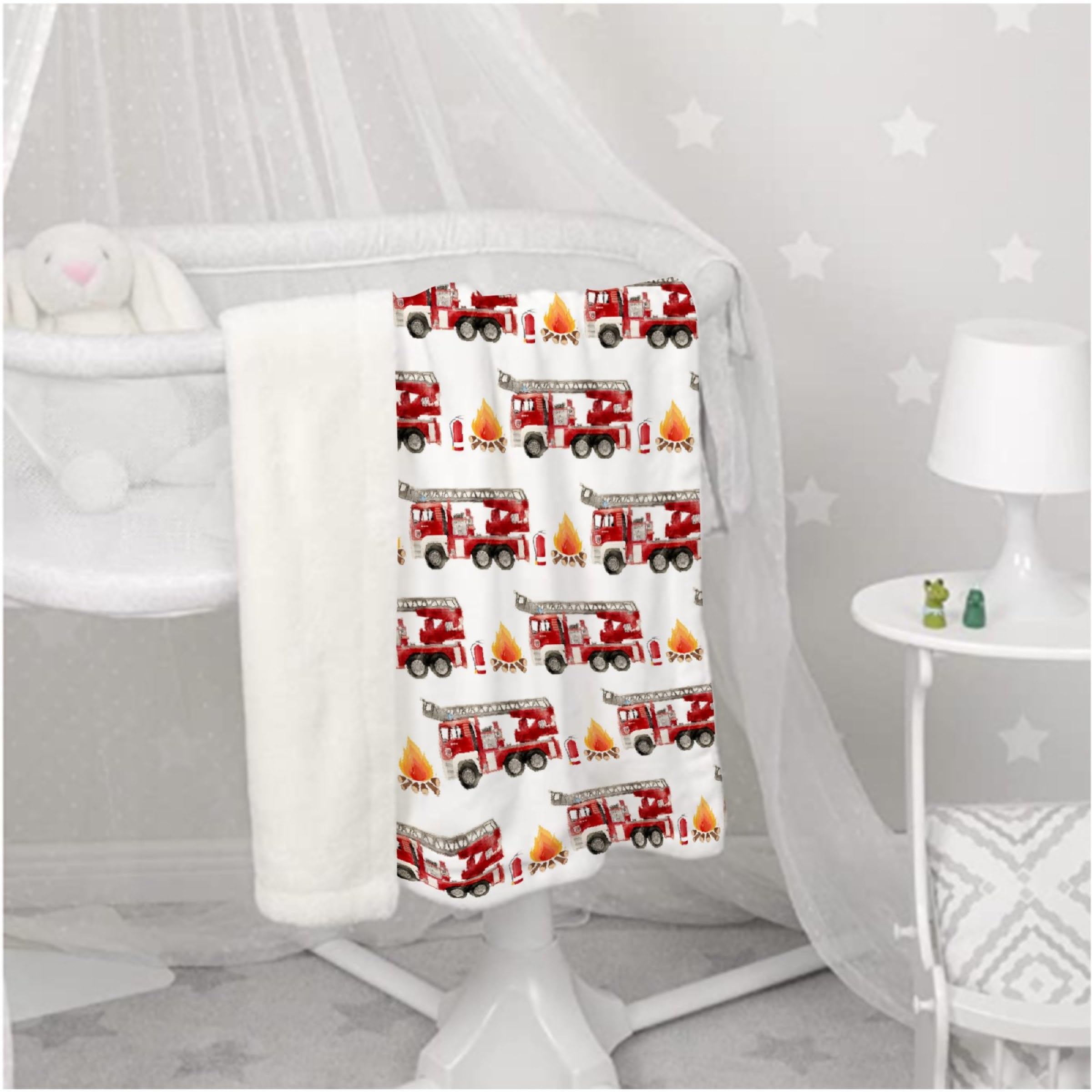 SUPERICH Fire Truck Blanket in nursery room decor adds playful charm