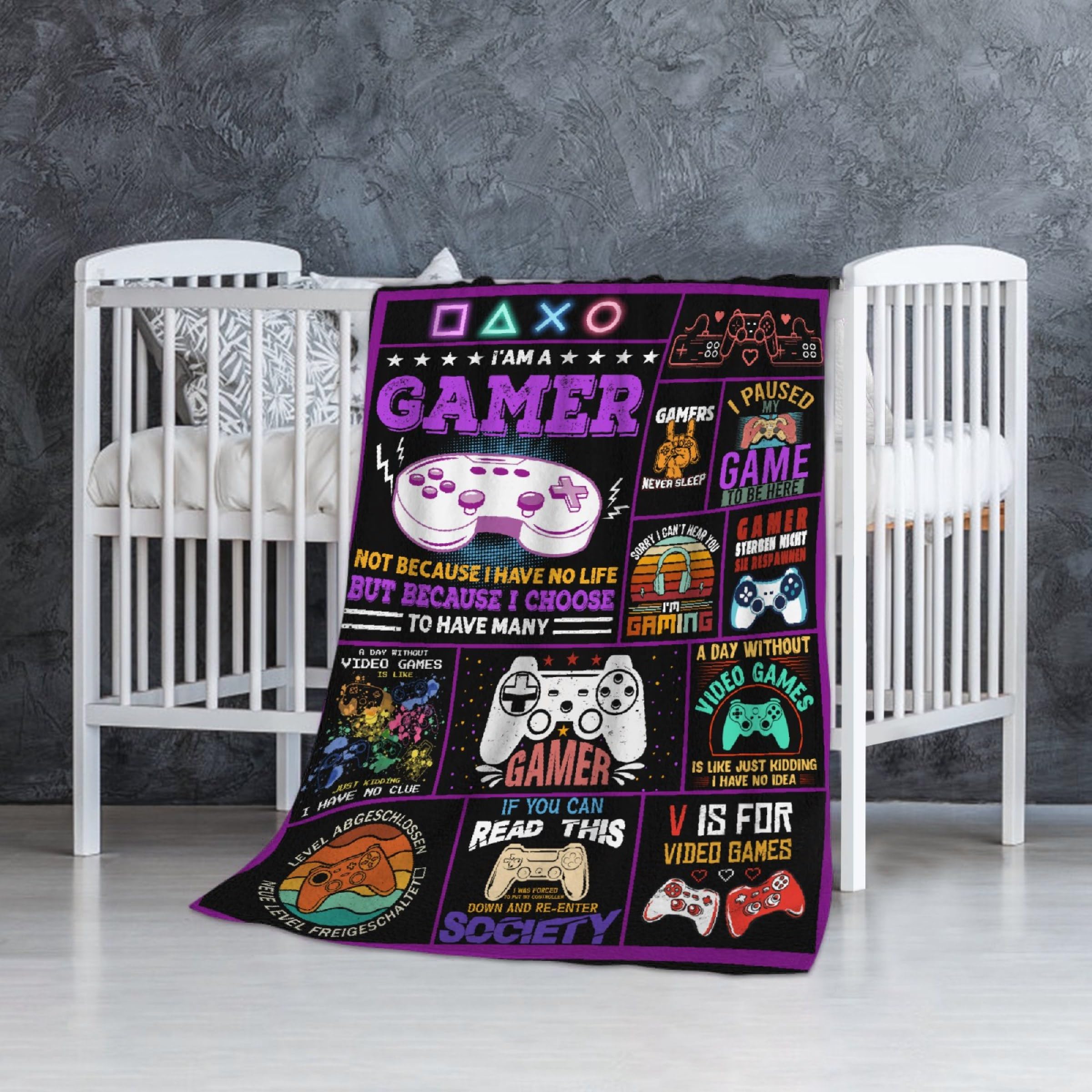 SUPERICH Gamer Gifts swaddle 40x30 laid flat for baby cuddles and travel comfort