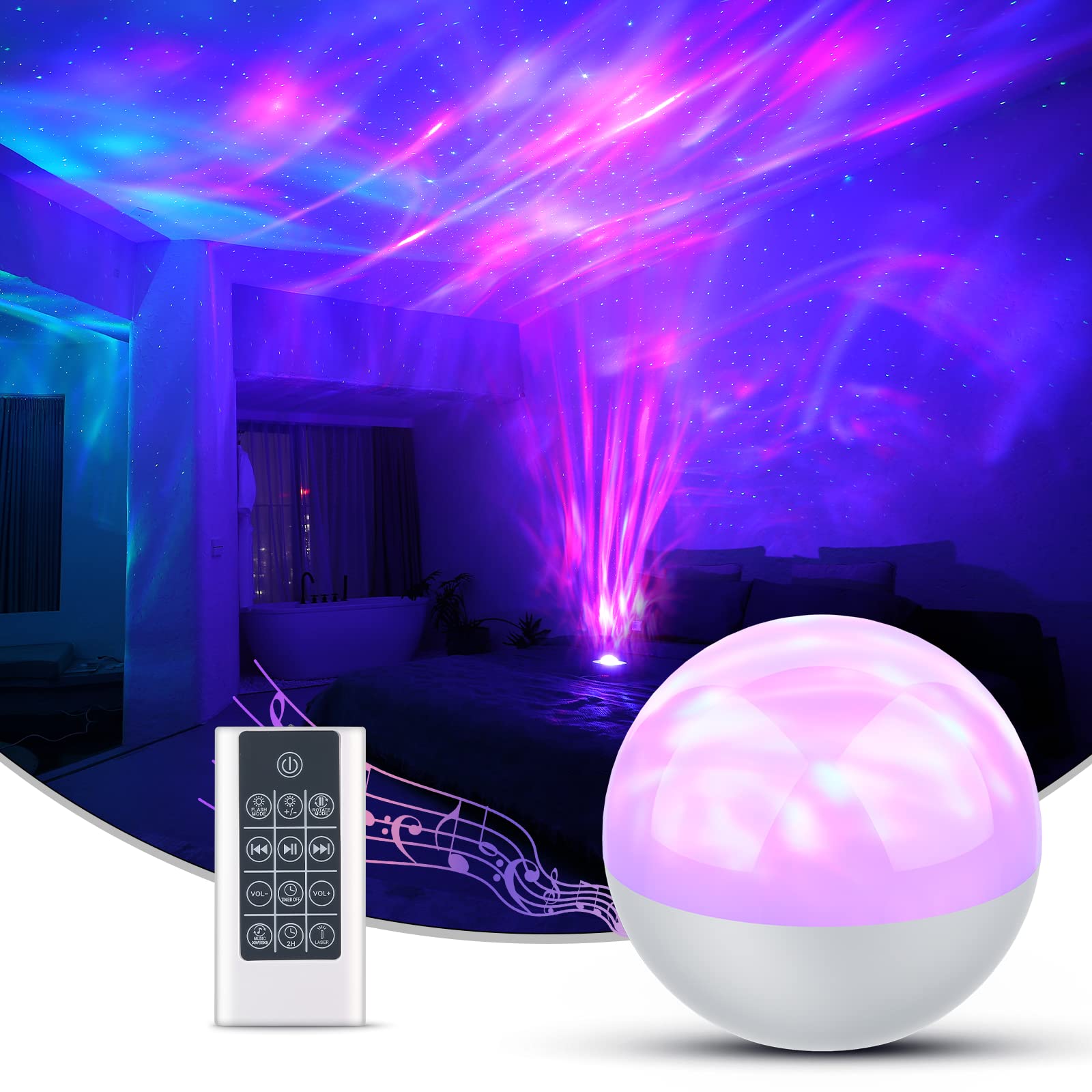 SUPFOO Galaxy Projector box front showcasing modern bedroom-ready design.