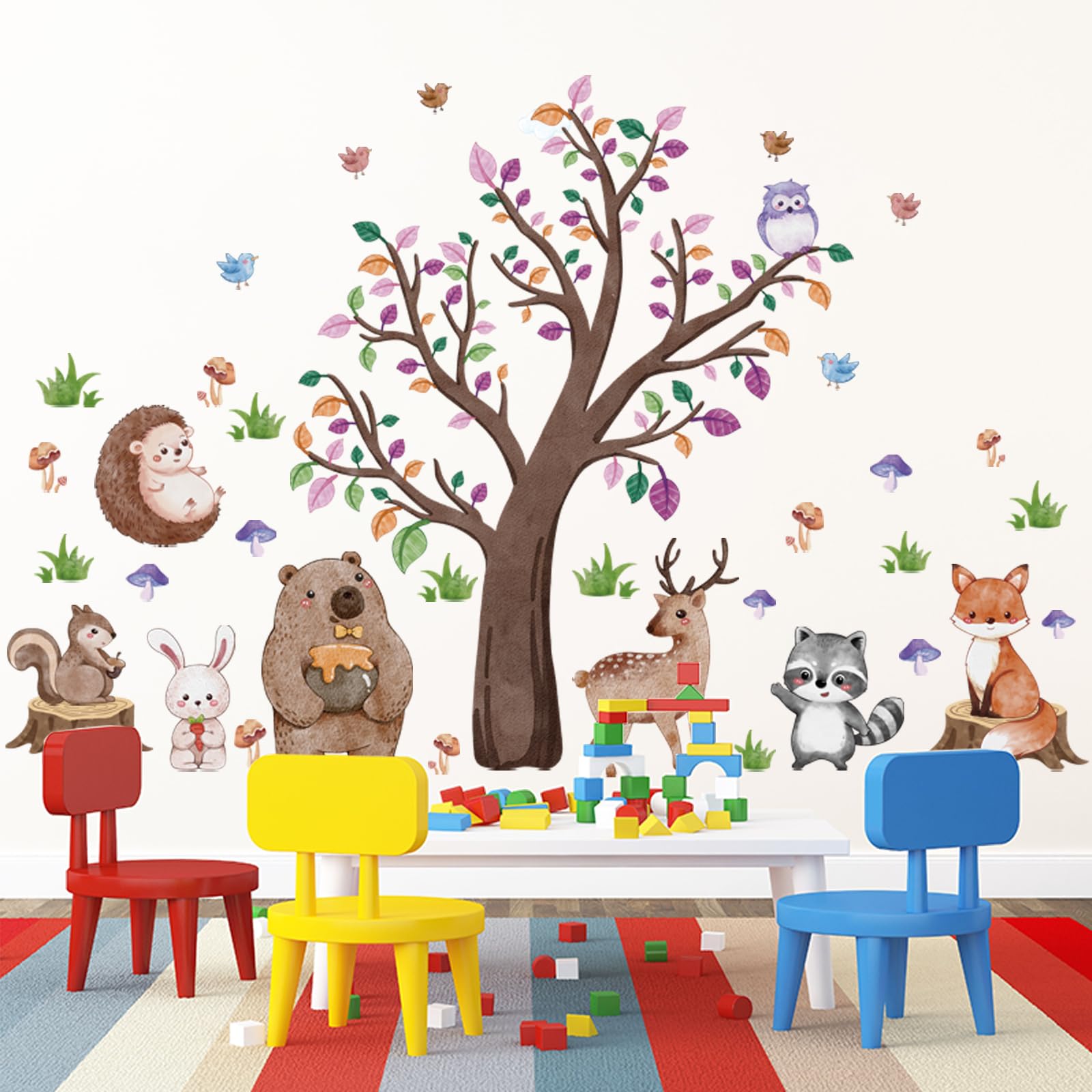 Suplanet Bear and raccoon stickers; reusable décor for flexible room layouts.