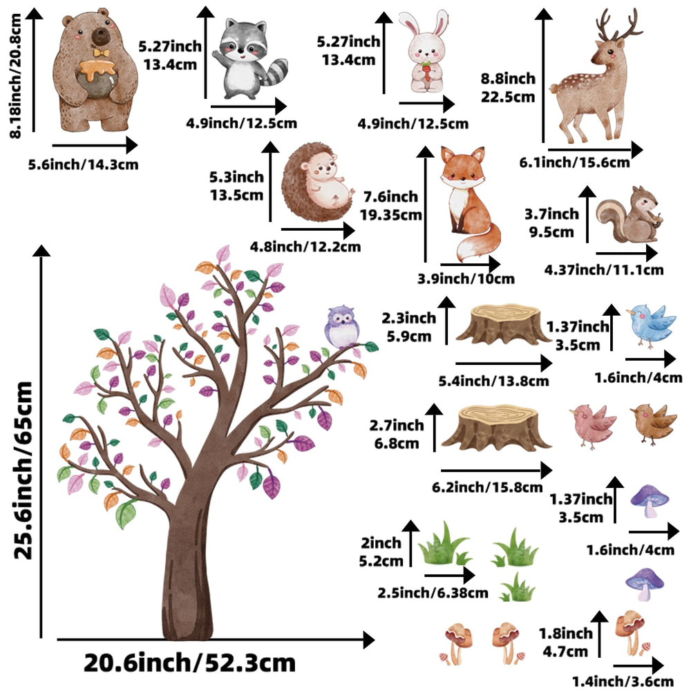 Suplanet Woodland wall decals set; includes two sheets for versatile designs.