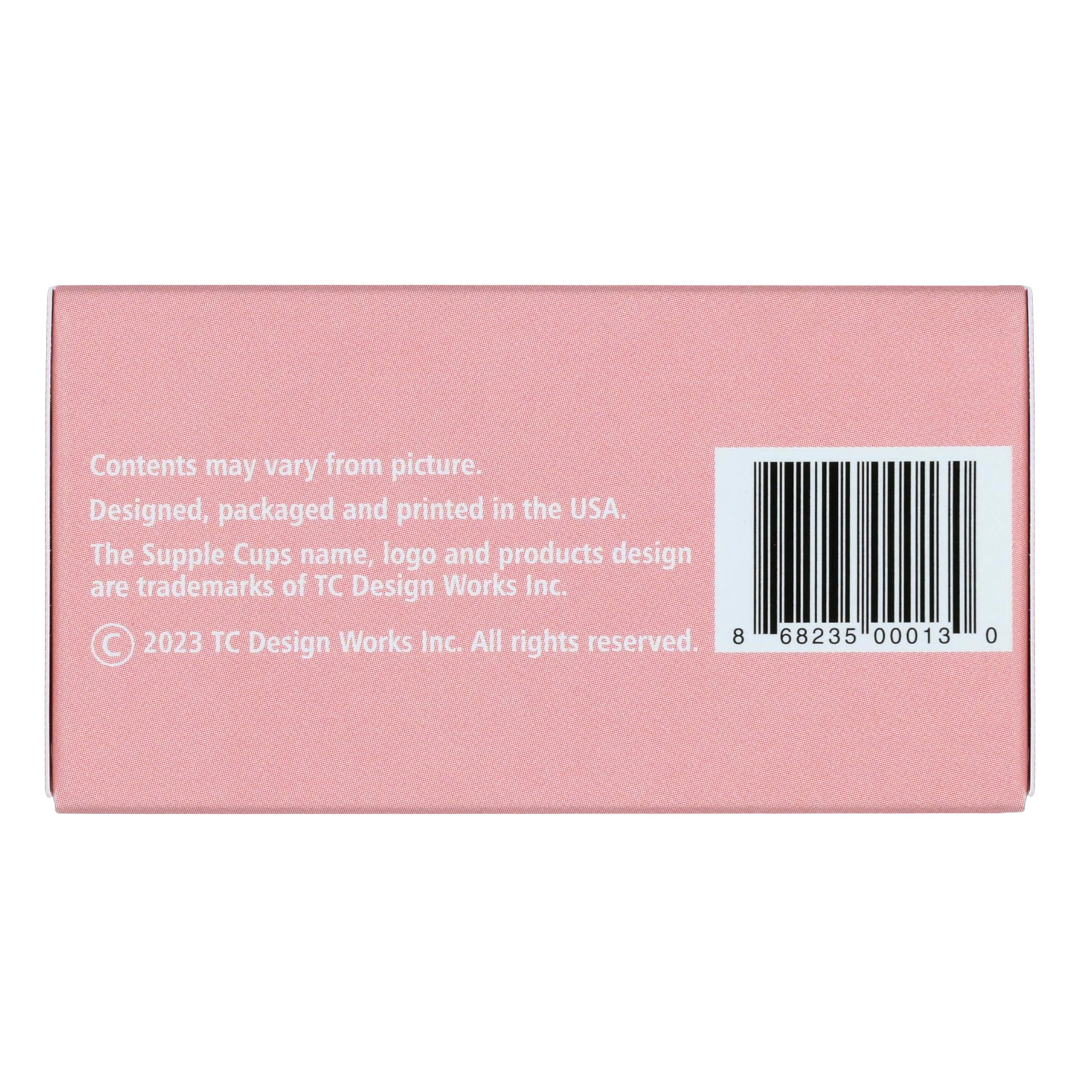 Supple Cups silicone material emphasizes gentle contact against skin.
