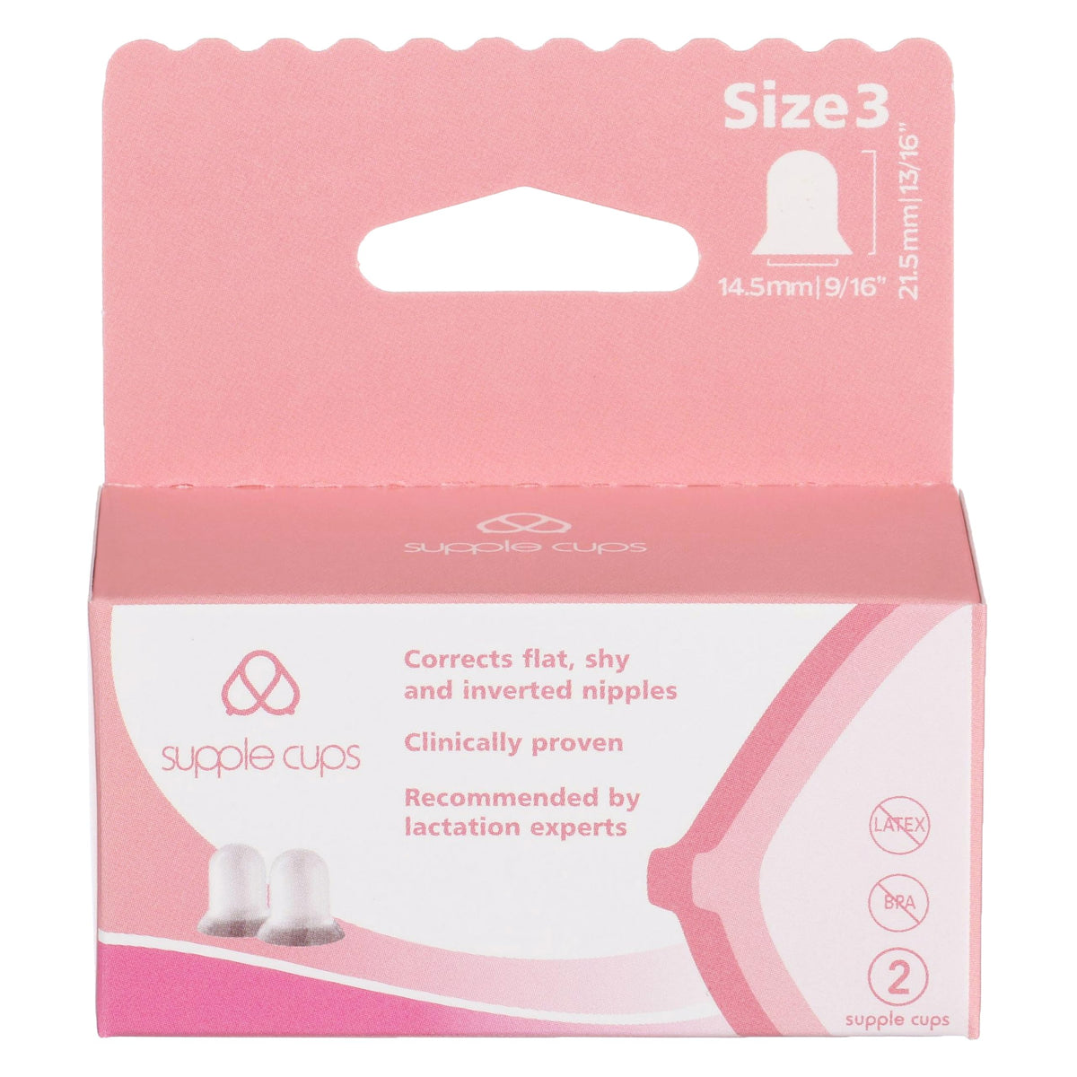 Supple Cups latch-demo illustrates easier breastfeeding for flat or inverted nipples