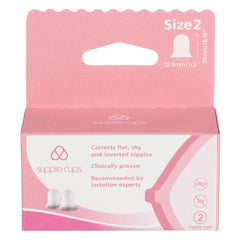 Supple Cups package and cups ready for use, supporting comfortable breastfeeding.