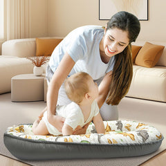 SUPRBIRD Baby Lounger double-sided design offers two looks for nursery mood and versatility.