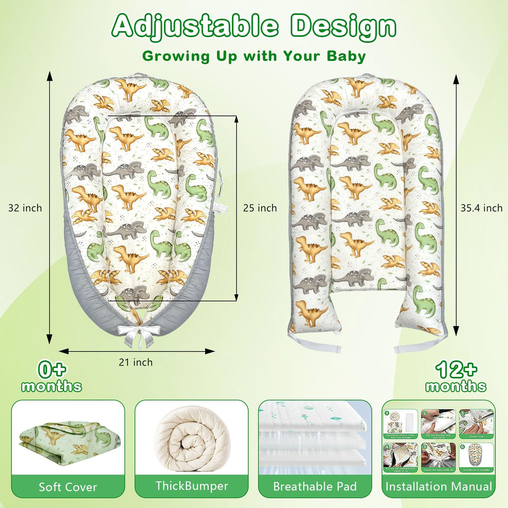 SUPRBIRD Baby Lounger portable handles enable easy transport at home or travel.