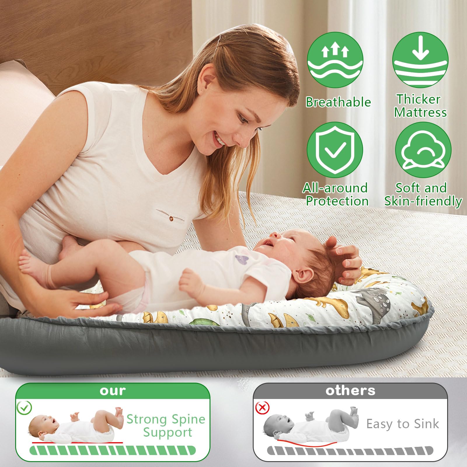 SUPRBIRD Baby Lounger vacuum-pack packaging preserves fluff until first use.