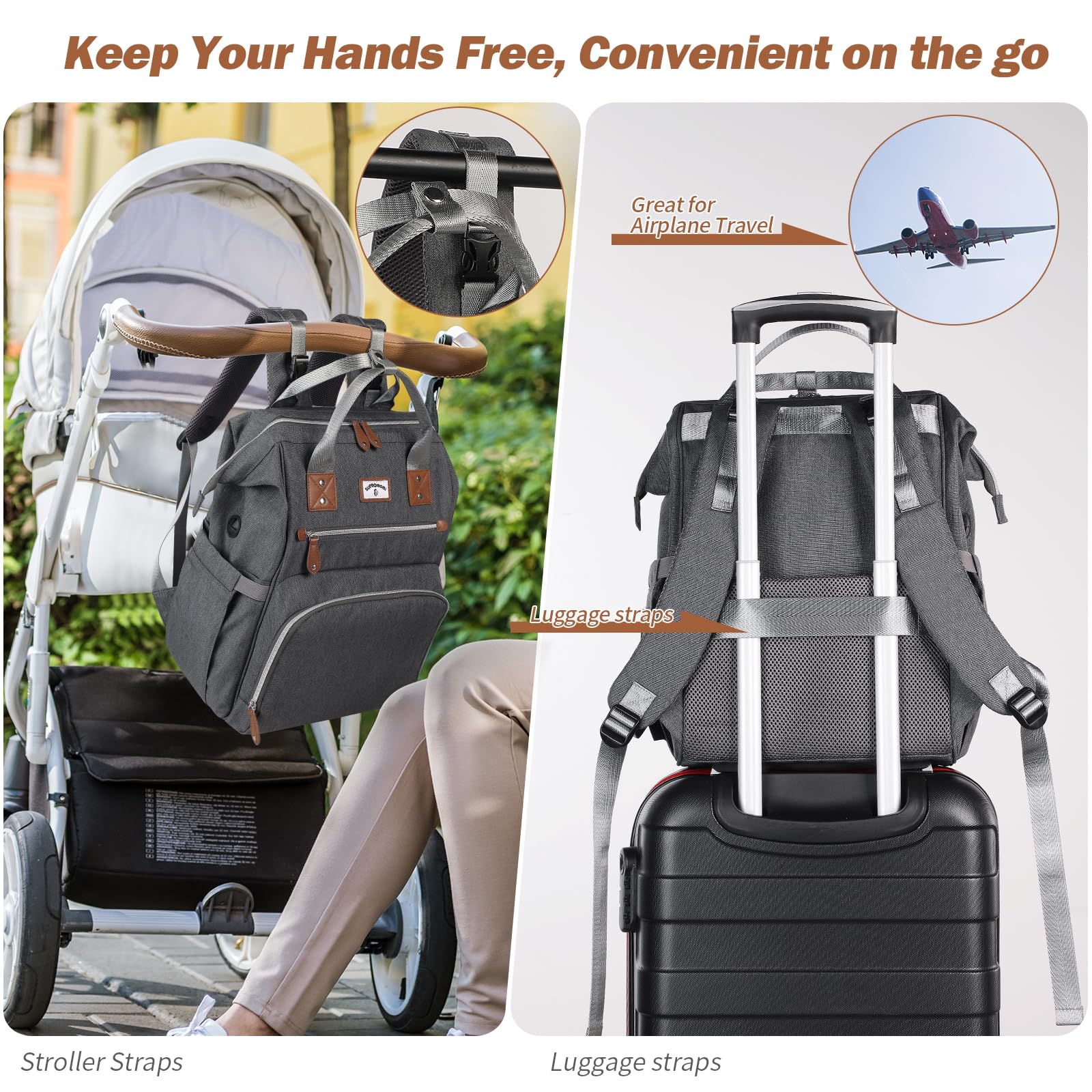 SUPROMOMI diaper bag backpack durable-materials promises long-lasting use for busy families.