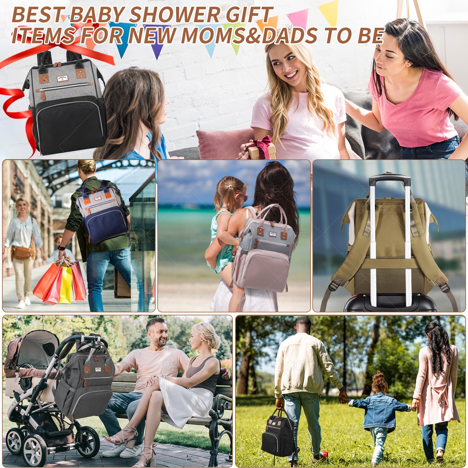 Supromomi diaper bag backpack easy-care hand-wash friendly materials