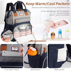 Supromomi diaper bag backpack neutral color suitable for mom and dad