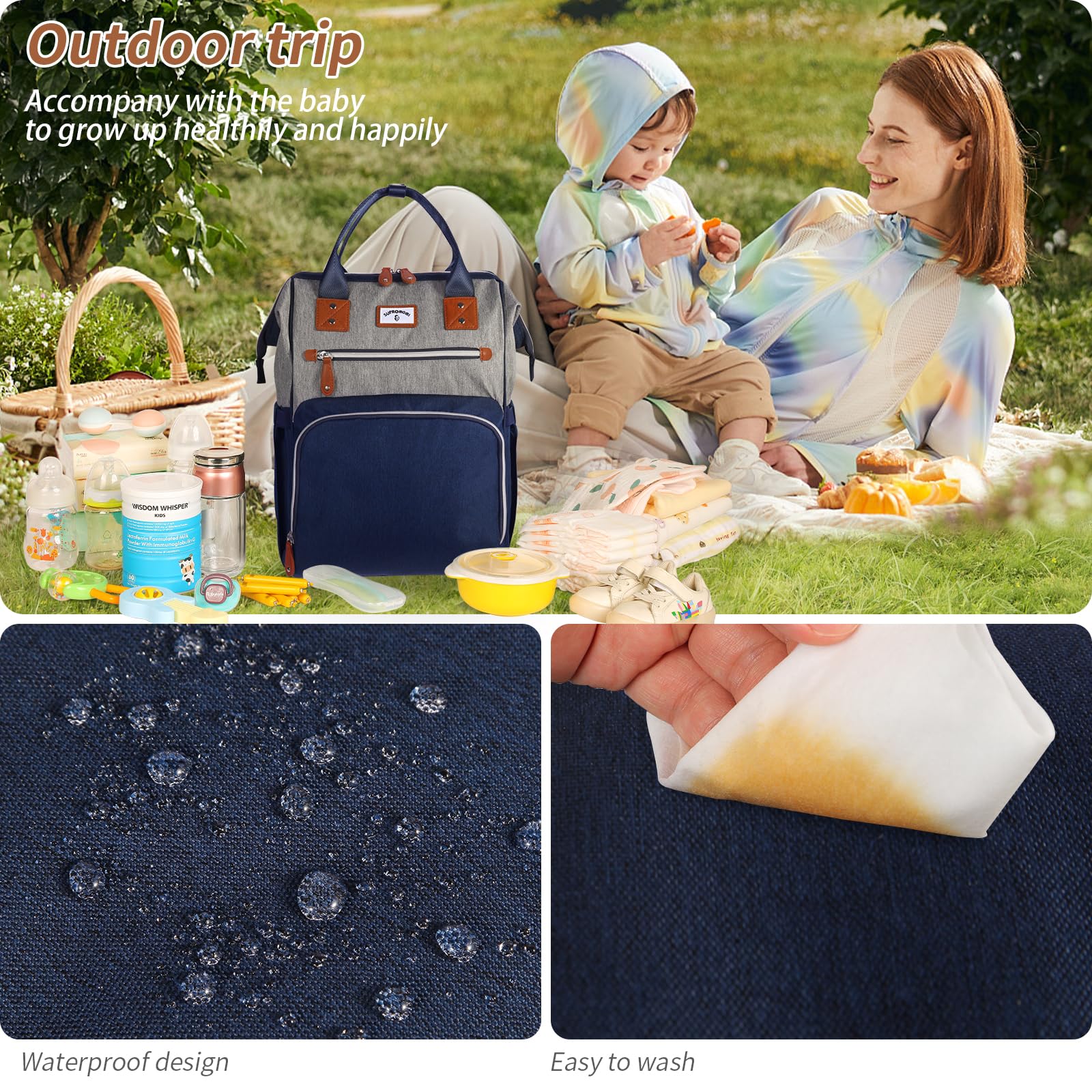 Supromomi diaper bag backpack travel-friendly design for plane trips