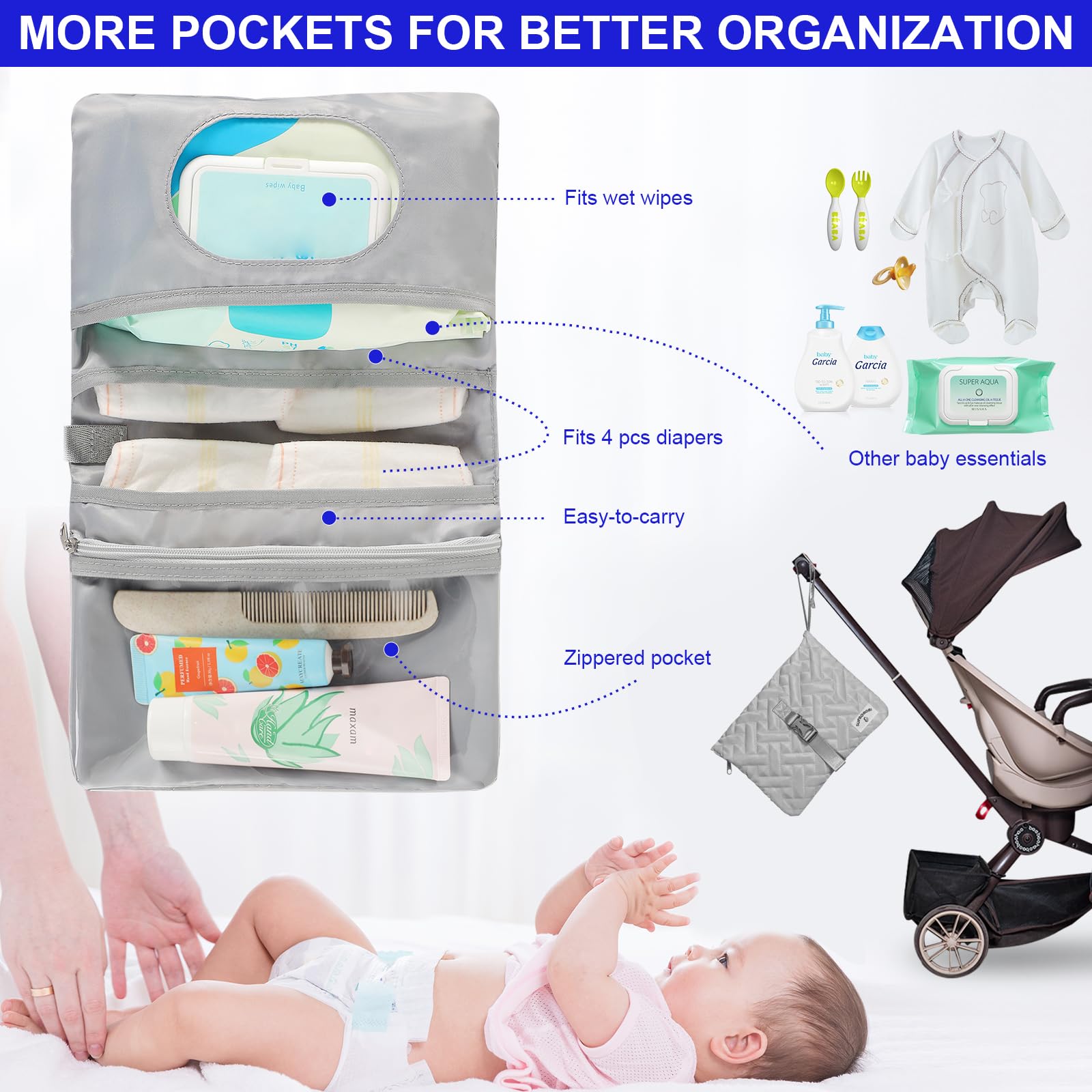 Supromomi diaper bag tote dry and wet separation keeps messes contained