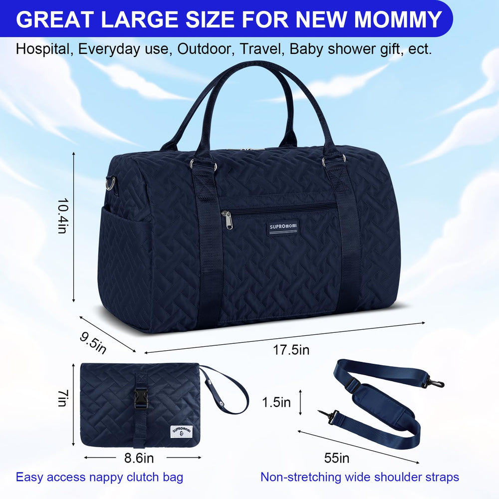 SUPROMOMI diaper bag tote durable round handle and hardware close-up