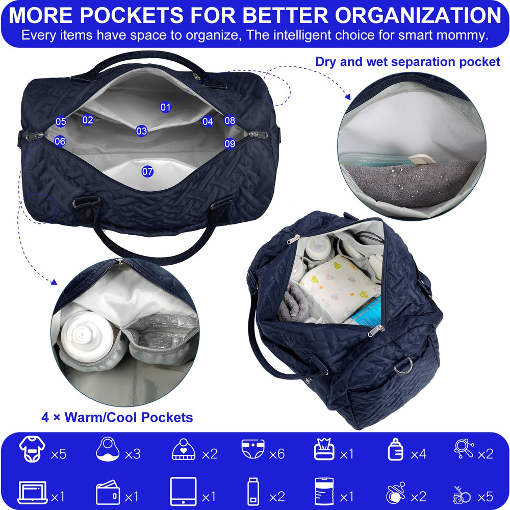 SUPROMOMI diaper bag tote insulated bottle pocket visible for on-the-go feeds