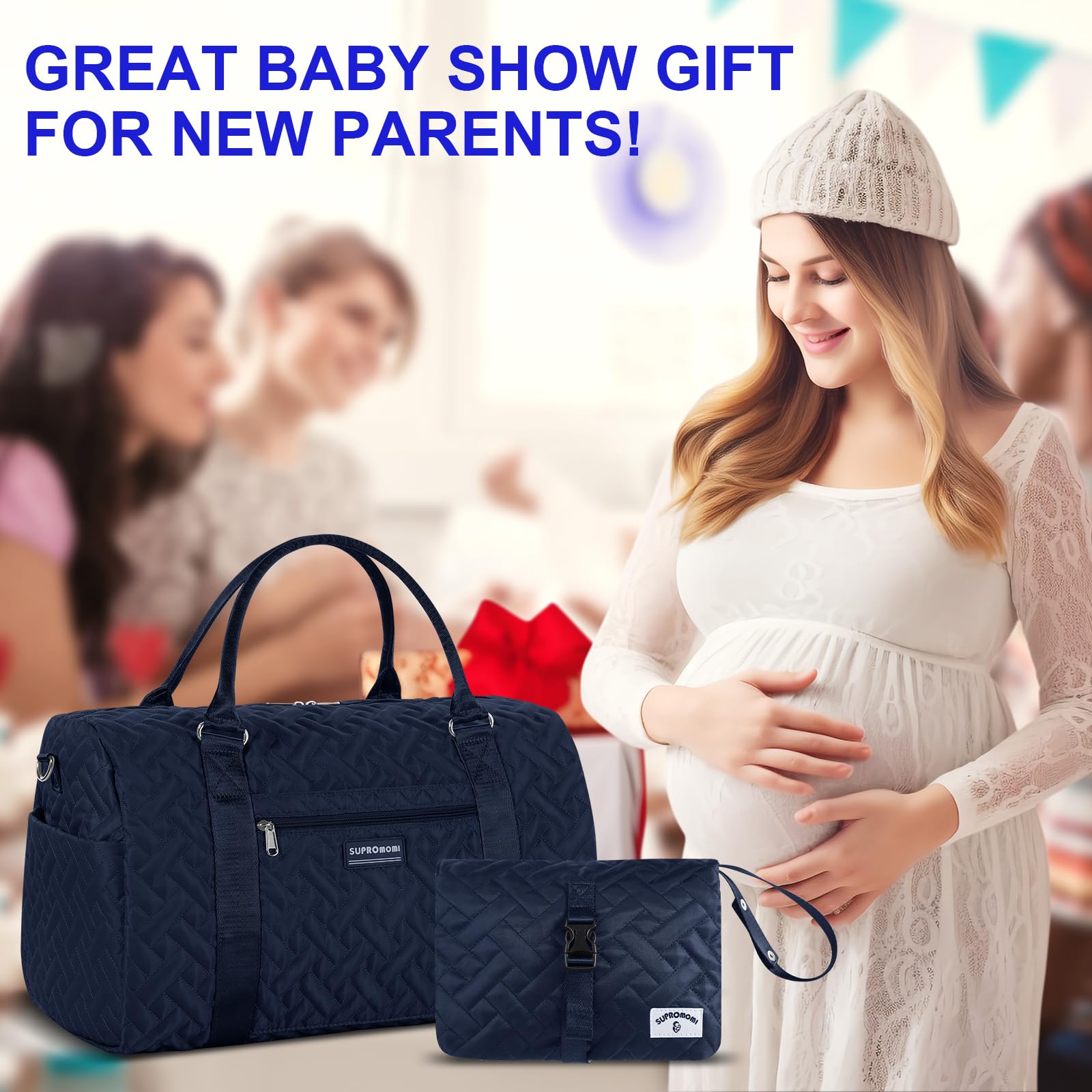 SUPROMOMI diaper bag tote luggage sleeve attached to a suitcase for travel ease