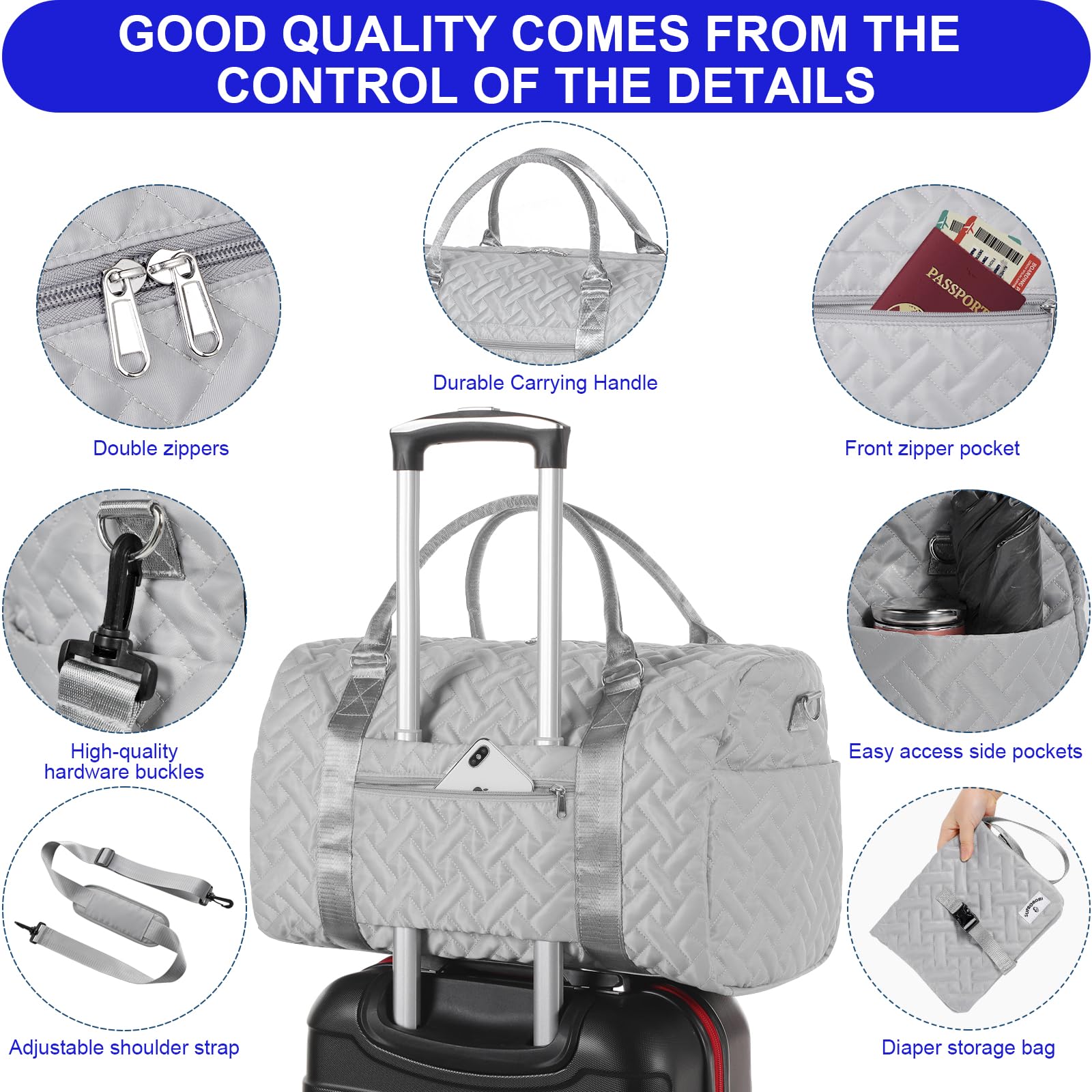 Supromomi diaper bag tote luggage sleeve secures to your suitcase for travel