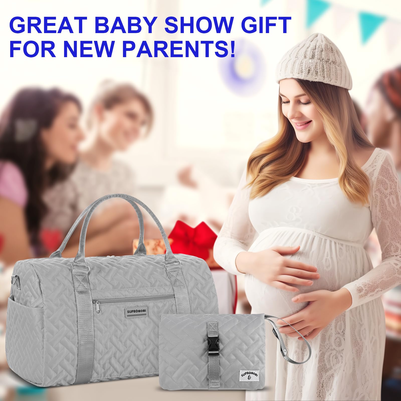 Supromomi diaper bag tote versatile design doubles as weekend bag or gym carry