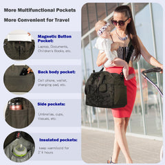 SUPROMOMI Diaper Tote back pocket stores diapers or pads for quick changes.
