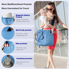 SUPROMOMI Diaper Tote detachable strap for crossbody or shoulder carry