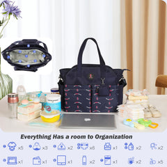 SUPROMOMI diaper tote detachable strap provides comfortable crossbody carrying for hands-free travel