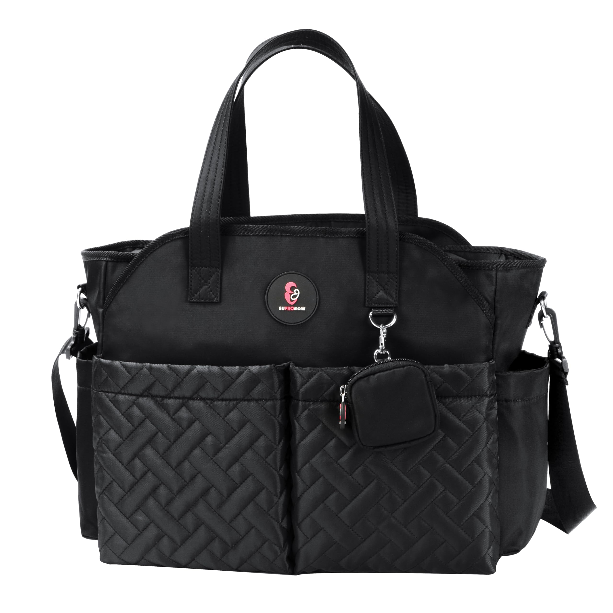 SUPROMOMI diaper tote front pocket organization keeps essentials within easy reach