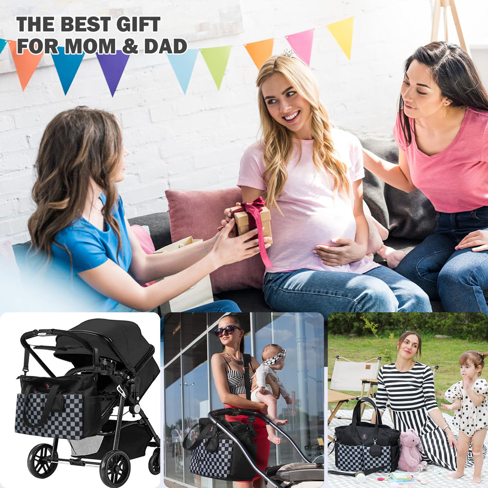 SUPROMOMI diaper tote side water bottle pocket supports on-the-go refreshment.
