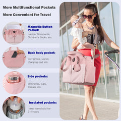 SUPROMOMI diaper tote interior with multiple compartments keeps twins’ essentials organized.