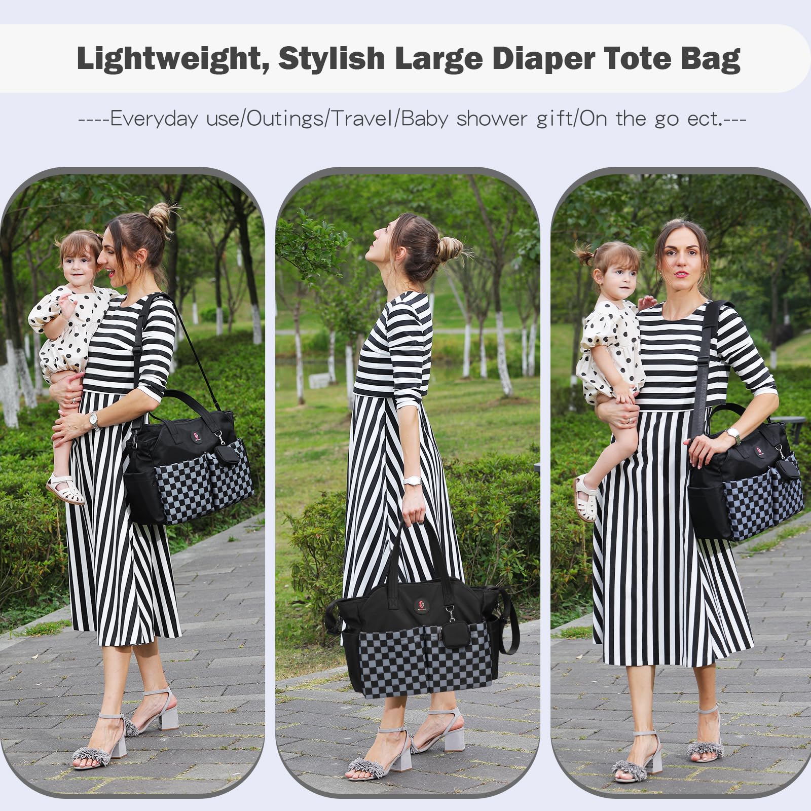 SUPROMOMI diaper tote inside pockets keep newborn essentials neatly separated for quick access.