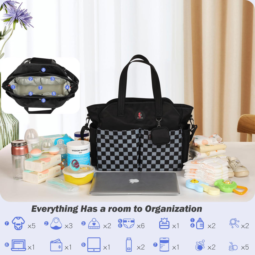 SUPROMOMI diaper tote insulated pocket preserves bottle temp for feed-time on outings.