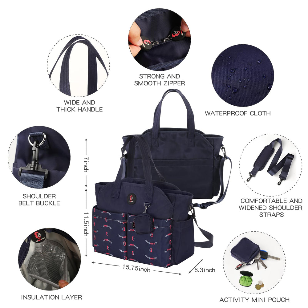 SUPROMOMI diaper tote large capacity fits twins or multiple kids' gear