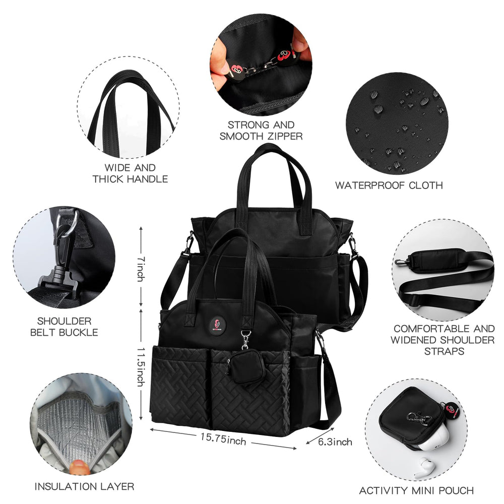 SUPROMOMI diaper tote removable strap allows crossbody carrying