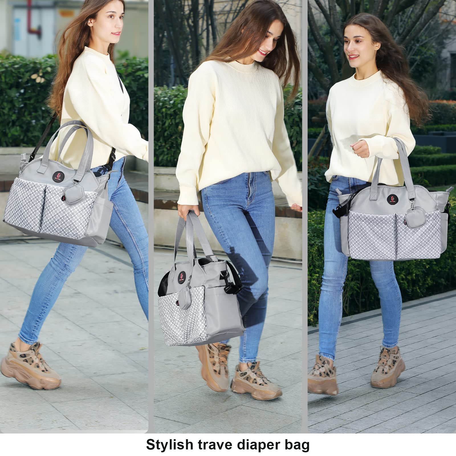 SUPROMOMI diaper tote side water bottle pocket supports hydration during outings