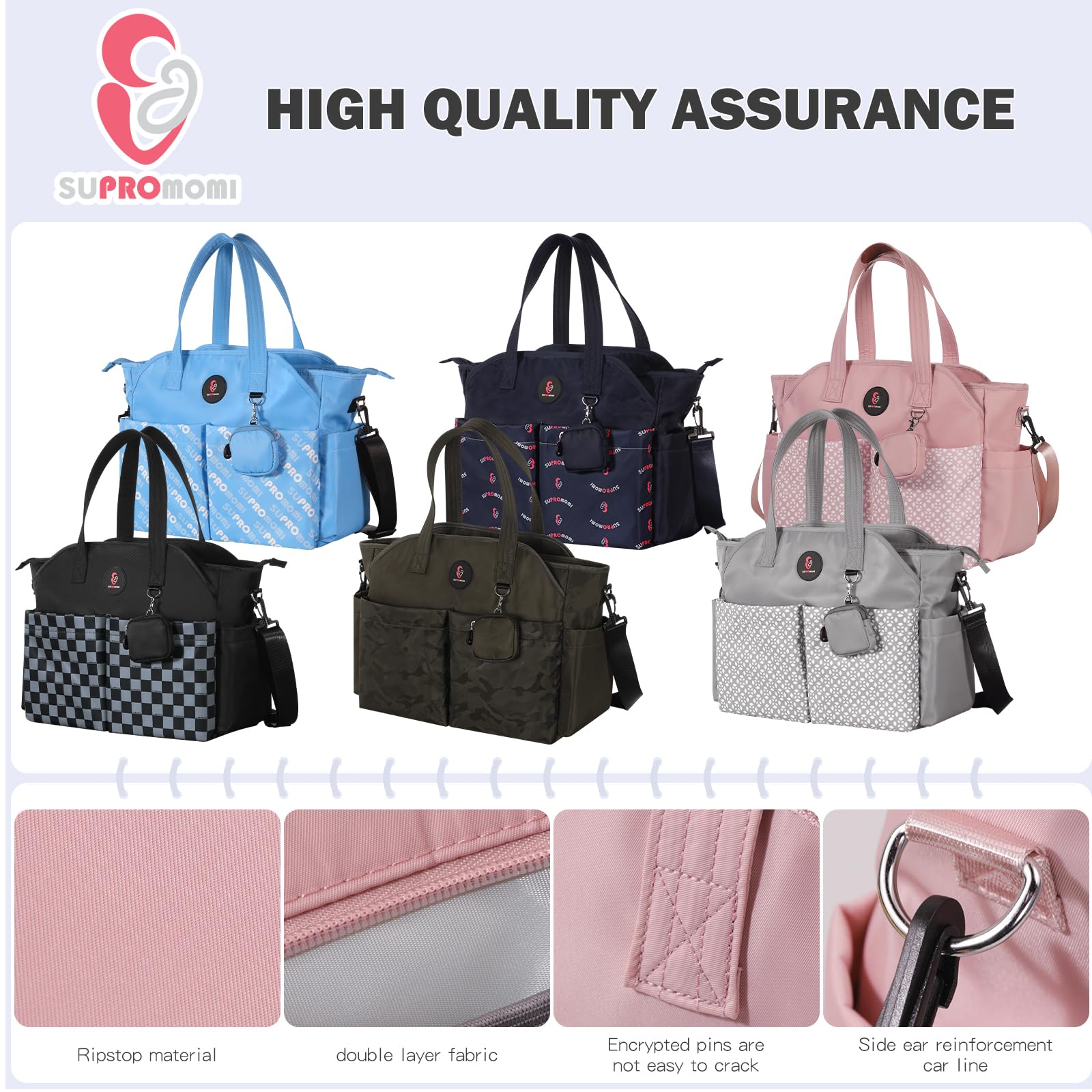 SUPROMOMI diaper tote travel-ready design supports overnight trips.