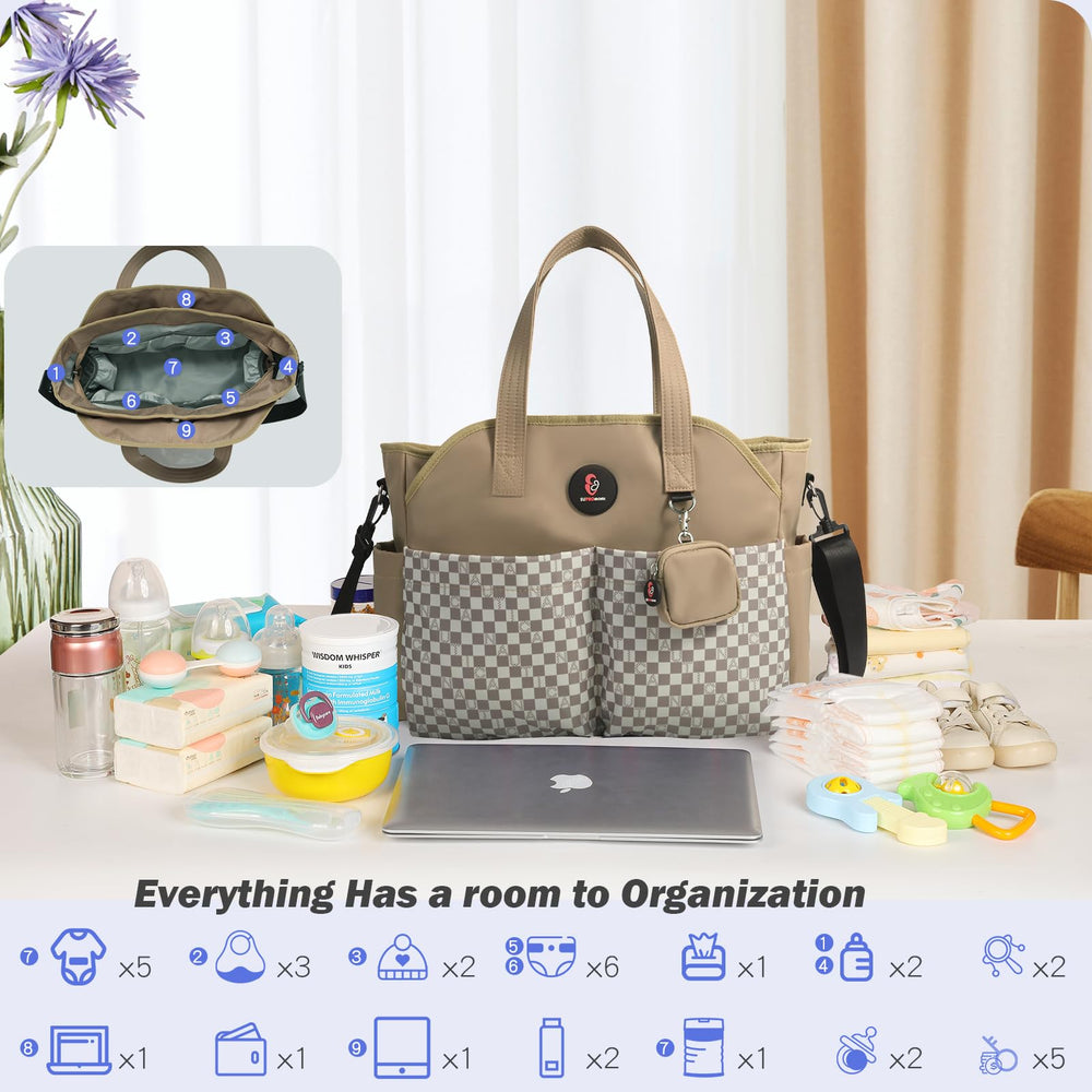 SUPROMOMI diaper bag tote insulated bottle pockets for on-the-go feeds