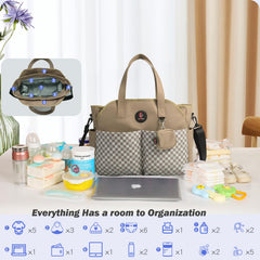 SUPROMOMI diaper bag tote insulated bottle pockets for on-the-go feeds